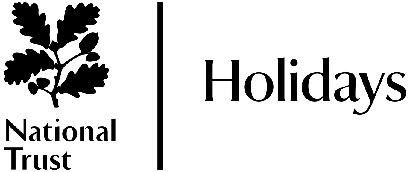 "Black National Trust Holidays logo in both Welsh and English. The logo reads 'Ymddiriedolaeth Genedlaethol National Trust Gwyliau Holidays'"