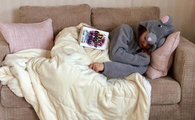 Pippa sleeping on the sofa