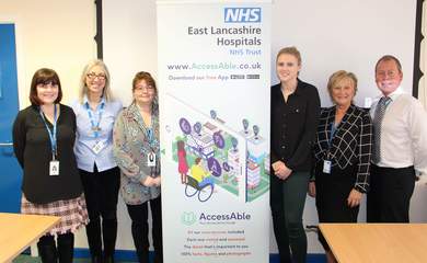 AccessAble's Head of Partnerships Rachel Carter (3rd from right) joins hospital staff at the launch of the AccessAble Detailed Access Guide