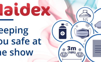 Banner which says Naidex - keeping you safe at the show.