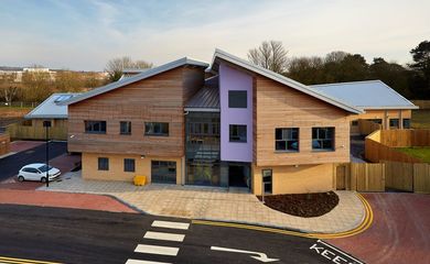 Image shows a picture of the Highfields building exterior
