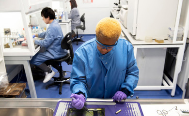 Students working in a medical lab