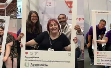 Image of AccessAble team members and AccessAble Ambassadors at Naidex.